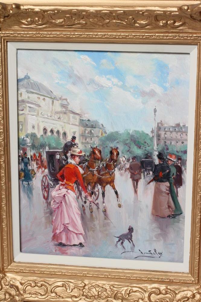 J SOPER (20th Century), 19th Century Street Scenes, oil on canvas, a pair, signed, 10 3/4" x 8 3/4", - Image 2 of 4