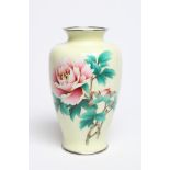 AN ANDO CLOISONNE ENAMEL VASE, post 1937, of flared cylindrical form with rounded shoulders,
