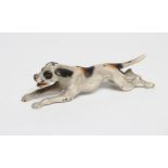A VIENNA TYPE COLD PAINTED BRONZE HOUND, early 20th century, with white, black and tan markings,