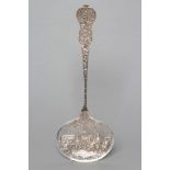 A DUTCH SILVER PRESENTATION SPOON, 833 standard, (1893?), the large oval bowl chased and pierced