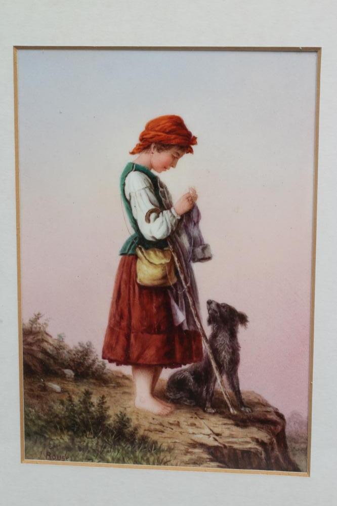 AN ENGLISH PORCELAIN PLAQUE, possibly Derby, painted by James Rouse with a young peasant girl - Image 2 of 2