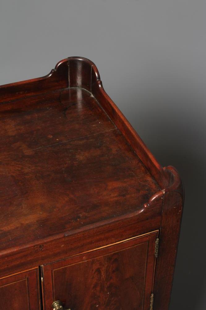 A GEORGIAN MAHOGANY NIGHT COMMODE, late 18th century, the galleried top over two crossbanded doors - Image 2 of 3