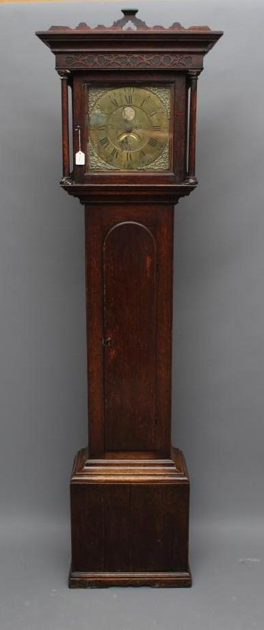 A GEORGE III OAK LONGCASE CLOCK by Roberts, Otley, the thirty hour movement with anchor escapement