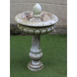 A WHITE MARBLE FOUNTAIN, 20th century, the fluted bowl with moulded rim on baluster stem and moulded