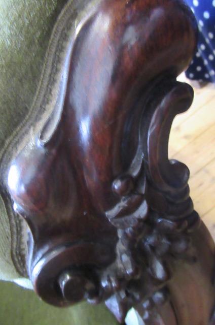 A WILLIAM IV ROSEWOOD SOFA, the show wood frame carved with flowers and scrollwork, button - Image 5 of 15