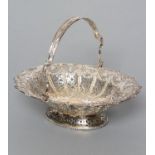 A LATE VICTORIAN SILVER BASKET, maker Martin, Hall & Co., Sheffield 1893, of lobed oval form, with