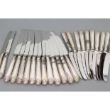 A SET OF TWELVE TABLE AND DESSERT KNIVES, maker Whitehall Silver Plate, Sheffield 1982 (two