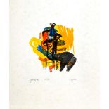 HENRY MOORE (1898-1986), Seated Figure on Orange Ground, limited edition lithograph, 131/1800,