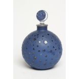 A LALIQUE FOR WORTH "DANS LA NUIT" PERFUME FLACON AND STOPPER, post war, in frosted midnight blue