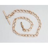 A CURB LINK WATCH CHAIN, each link stamped 375, 9ct, with bar, 15" long, 40.6g gross (Est. plus