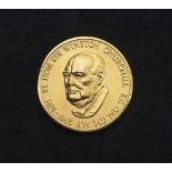 A 22CT GOLD WINSTON CHURCHILL MEDALLION, maker A E Jones, Birmingham 1991, number 868 of a Ltd.