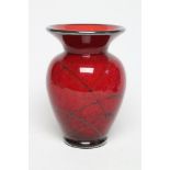 A CHRIS HARRISON "AMPHORA" STUDIO GLASS VASE, of flared rounded cylindrical form with everted rim