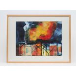 KAREN MUNCK (Contemporary), "Fire, Brighton Pier 2003 III", monoprint, unsigned, together with the