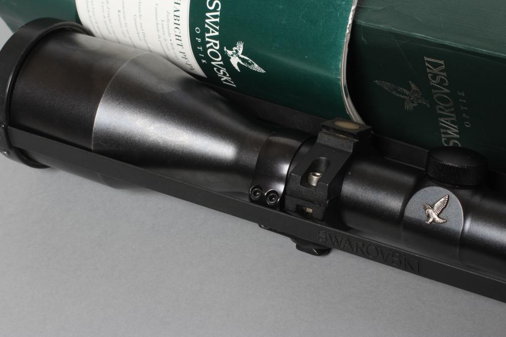 A SWAROVSKI 8X56 HABICHT RIFLE SCOPE, with MAB part rifle mounts, lens caps, box and paperwork (Est. - Bild 3 aus 3