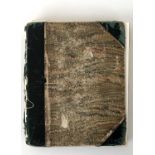 AUTOGRAPH ALBUM, semi-disbound green roan binding over marbled boards, small quarto, mid-Victorian