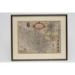 JOHN SPEED (1552-1629), "The West Riding of Yorkshire .... 1610", hand coloured engraved map, with