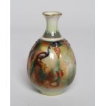 A SMALL ROYAL WORCESTER CHINA VASE, c.1908, of lobed ovoid form with waisted neck, painted in