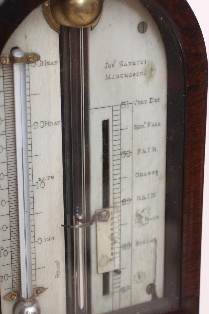 A ROSEWOOD STICK BAROMETER, signed Joseph Zanetti, Manchester, with double ivory vernier scales, - Image 4 of 4