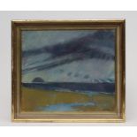 ALEXANDRA GARDNER (Scottish b.1945), "Ailsa Craig", oil on canvas, signed, 16" x 18", gilt frame (