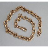 A WATCH CHAIN, the fancy rope twist links with dog clip fastener stamped 9c, 13 3/4" long, 35.2g (