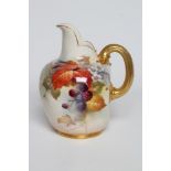 A ROYAL WORCESTER CHINA ICE JUG, 1911, painted in typical palette by Kitty Blake with a fruiting