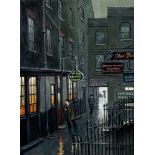 STEVEN SCHOLES (b.1952), "The Old Cheshire Cheese, Fleet Street, London", oil on canvas, signed,