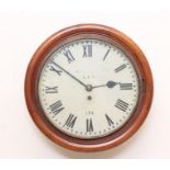 A RAILWAY CLOCK by W Potts of Leeds, with single fusee movement, 12" dial with Roman numerals and