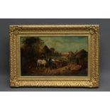 CIRCLE OF JOHN F HERRING Jnr (1815-1907), Farmyard with Horses, Chickens and Pigs, oil on canvas,