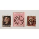 AN 1867 5/- ROSE (PLATE 1?) AND AN 1840 PENNY BLACK (Est. plus 21% premium inc. VAT)