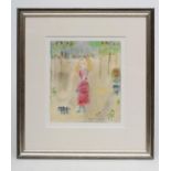 DORA HOLZHANDLER (1928-2015), Dog Walk in the Park, watercolour signed and dated (19)92, 10 1/4" x