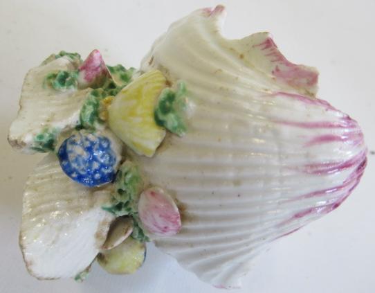 A BOW PORCELAIN SHELL SALT, c.1765, centrally painted in famille rose enamels with a large peony, - Image 6 of 13