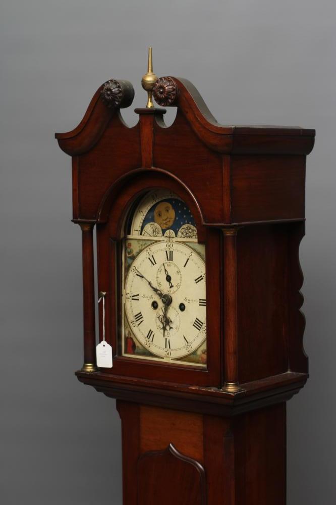 A SMALL MAHOGANY LONGCASE CLOCK, signed "Leigh Lymm", the eight day movement with anchor - Image 2 of 8