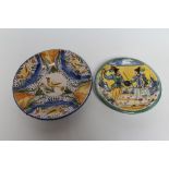 A MONTELUPO MAIOLICA SMALL CHARGER, 19th century, of plain dished circular form, painted in