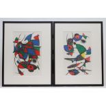 JOAN MIRO (1893-1983), Untitled, a pair, coloured lithographs with centrefold as issued,