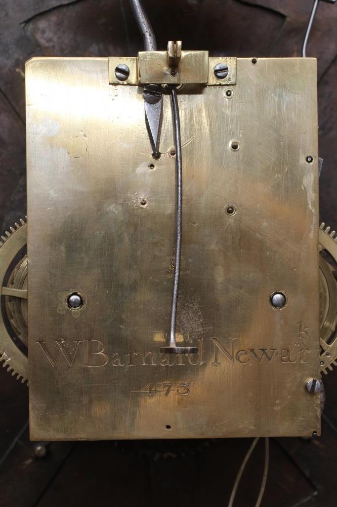 AN OAK LONGCASE CLOCK, signed W. Barnard Newark 473, the eight day movement with anchor escapement - Image 6 of 9