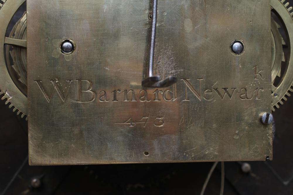 AN OAK LONGCASE CLOCK, signed W. Barnard Newark 473, the eight day movement with anchor escapement - Image 7 of 9