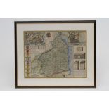 JOHN SPEED (1552-1629), Northumberland, hand coloured engraved map with title cartouche, plans of