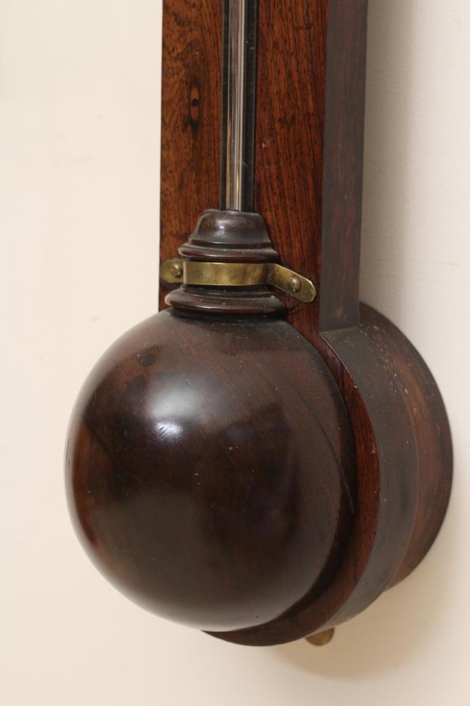 A ROSEWOOD STICK BAROMETER, signed Joseph Zanetti, Manchester, with double ivory vernier scales, - Image 3 of 4