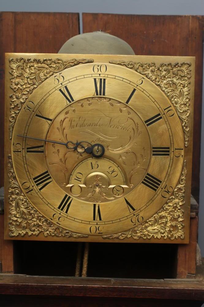 AN OAK LONGCASE CLOCK by John Edwards, Norwich, the thirty hour lantern movement with anchor - Image 5 of 22