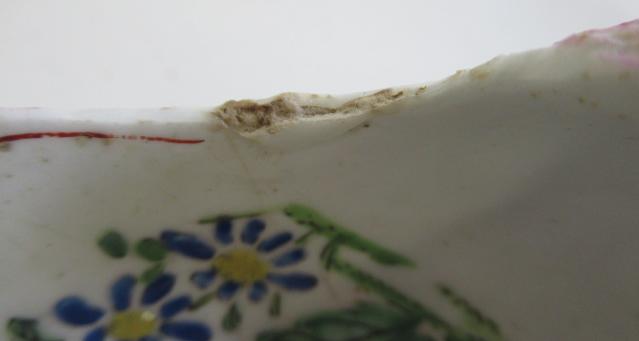 A BOW PORCELAIN SHELL SALT, c.1765, centrally painted in famille rose enamels with a large peony, - Image 13 of 13