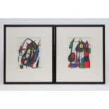 JOAN MIRO (1893-1983), Untitled, set of four coloured lithographs, unsigned, (1975), 12 1/2" x 9 1/