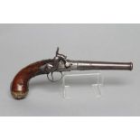 A QUEEN ANNE PISTOL, with 6" cannon barrel, action converted to percussion inscribed R. Welford
