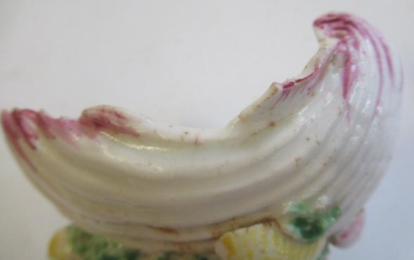 A BOW PORCELAIN SHELL SALT, c.1765, centrally painted in famille rose enamels with a large peony, - Image 11 of 13