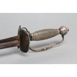 AN 18TH CENTURY SMALL SWORD, with 27 1/2" rapier blade, white metal hilt with shell guard, plated