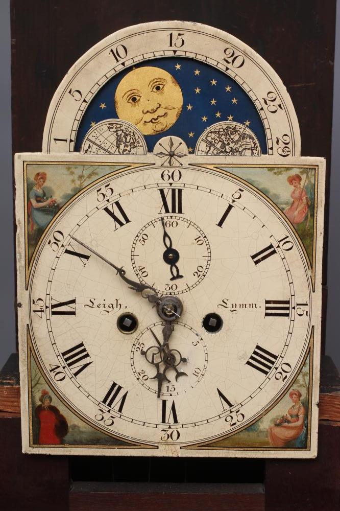 A SMALL MAHOGANY LONGCASE CLOCK, signed "Leigh Lymm", the eight day movement with anchor - Image 4 of 8