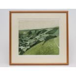 JOHN BRUNSDEN (1933-2014), "Llansannan ...", etching in colours, limited edition 33/150, signed