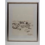 ALEXANDRA GARDNER (Scottish b.1945), Seashore, pencil and conte sketch, signed, 22 1/2" x 16 1/2",