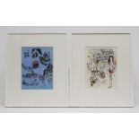 AFTER MARC CHAGALL (1887-1995), "Nocturne in Venice" and "The Acrobats", pair lithographs, unsigned,