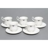 AN ALLACH THIRD REICH PART TEA SET, comprising five cups and saucers bearing Reichsadler with "AH"