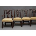 A SET OF EIGHT MAHOGANY CHIPPENDALE REVIVAL CHAIRS including two elbow chairs, c.1900, waved crest